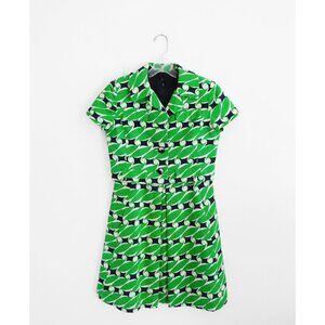 Vtg 60s 70s Elinor Simmons Malcolm Starr Green Black White Dress + Jacket 6 S M